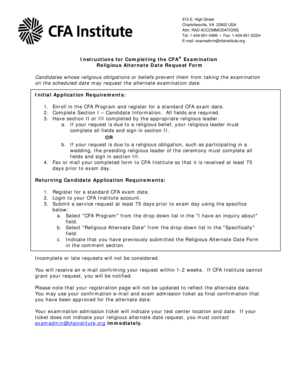 CFA Religious Alternate Date Request Form