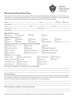 Roommate Information Form