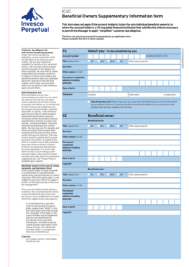Beneficial Owners Supplementary Information Form