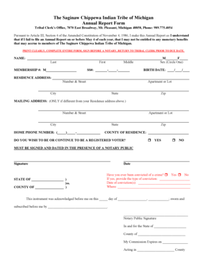 Saginaw Chippewa Annual Report Form