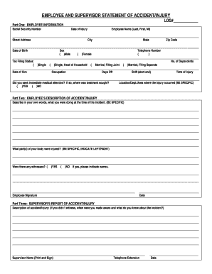 Employee and Supervisor Statement of Accident Injury