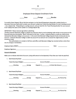 Employee Direct Deposit Enrollment Form