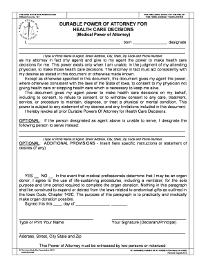 Iowa Durable Power of Attorney for Health Care Decisions