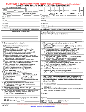 Kansas Real Estate Sales Validation Questionnaire
