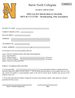 Student Post-Secondary Plans Declaration