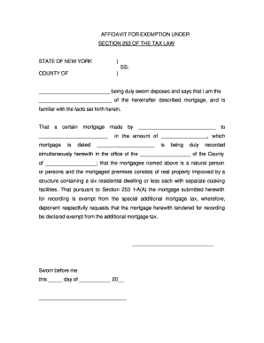 Affidavit for Tax Exemption Under Section 253