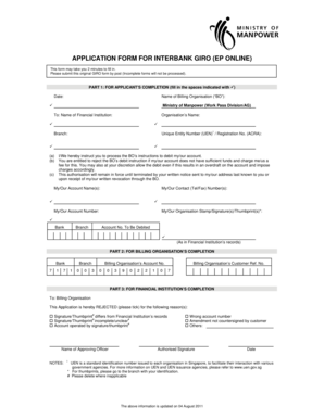 Application Form for Interbank GIRO (EP Online)