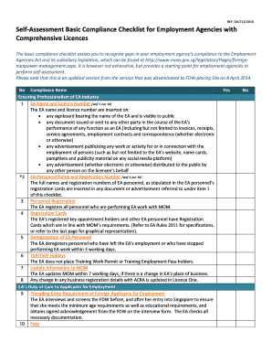 Self-Assessment Basic Compliance Checklist for Employment Agencies