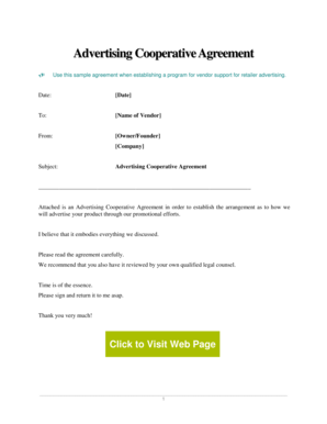 Advertising Cooperative Agreement