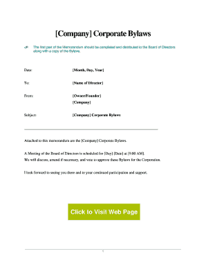 Corporate Bylaws Template