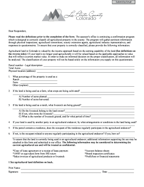 Colorado Agricultural Land Classification Form
