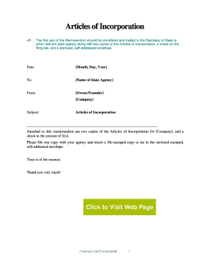 California Articles of Incorporation