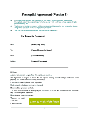 Prenuptial Agreement. This is a sample business contract providing the terms for a Prenuptial Agreement