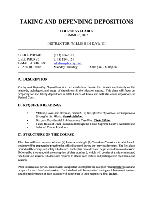 Fillable Online law uh TAKING AND DEFENDING DEPOSITIONS - law uh Fax ...