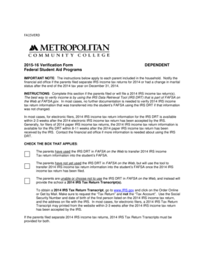 2015-16 Verification Form