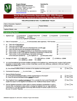 Community Association D&O / EPLI Insurance Application