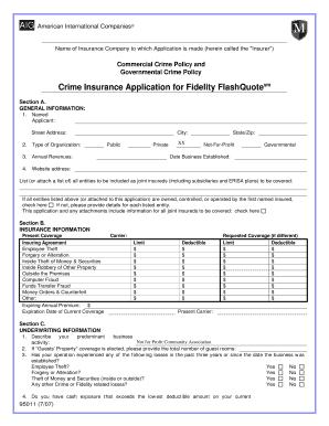 AIG Crime Insurance Application