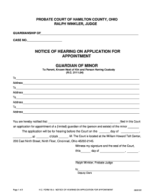 Notice of Hearing for Appointment of Guardian of Minor