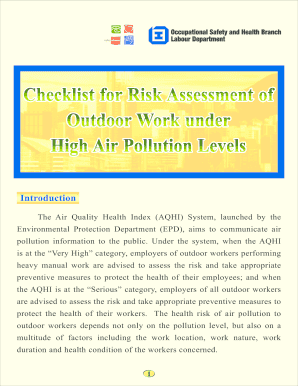 Hong Kong Outdoor Work Risk Assessment Checklist