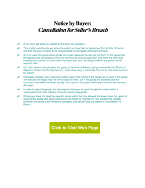 Cancel Order - Seller Breach. This sample business letter is used to cancel an order by the buyer when the seller has breached the contract.