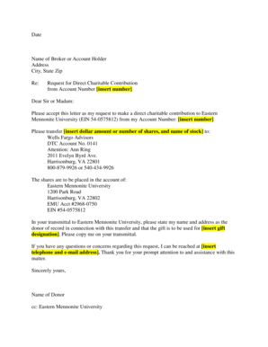 Request for Direct Charitable Contribution