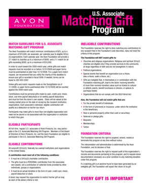 Avon US Associate Matching Gift Program Form
