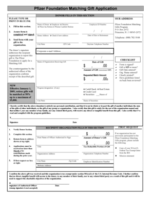Pfizer Foundation Matching Gift Application