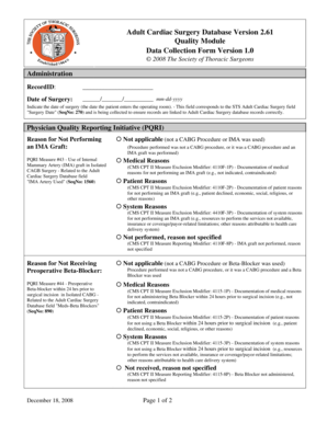 Adult Cardiac Surgery Quality Module Data Collection Form