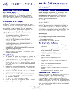 Houghton Mifflin Matching Gift Program Application