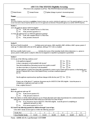 AHCCCS Eligibility Screening Form