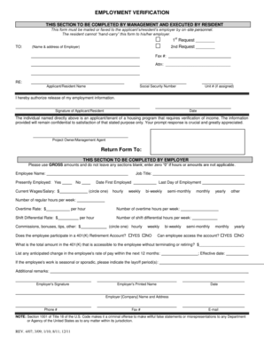 Employment Verification Form