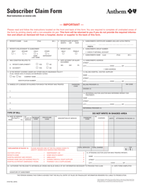 Subscriber Claim Form