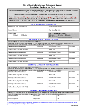 City of Austin Employees’ Retirement System Beneficiary Designation Form