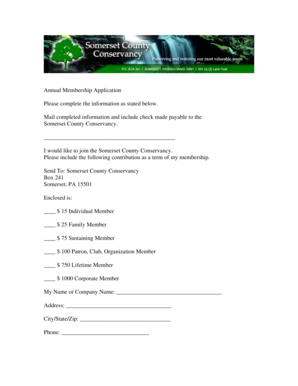 Annual Membership Application - Somerset County Conservancy - somersetconservancy