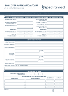 Spectramed Employer Application Form