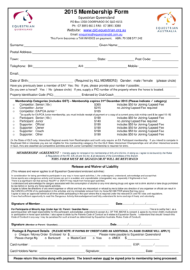 Equestrian Queensland Membership Form
