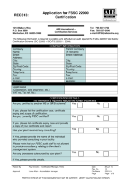 FSSC 22000 Certification Application
