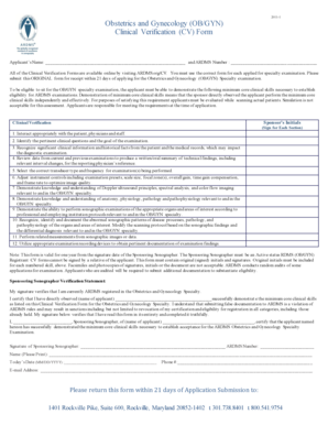 ARDMS OB/GYN Clinical Verification Form