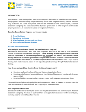 Canadian Cancer Society Travel Assistance Application