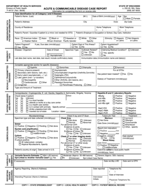 Wisconsin Communicable Disease Case Report