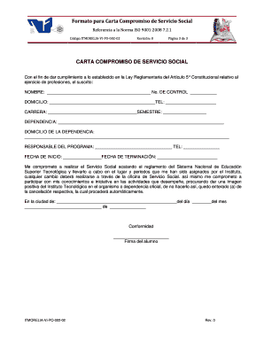 Carta Compromiso de Servicio Social