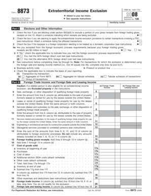Form 8873 Extraterritorial Income Exclusion