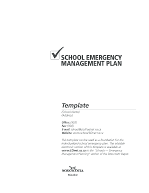 School Emergency Management Plan Template