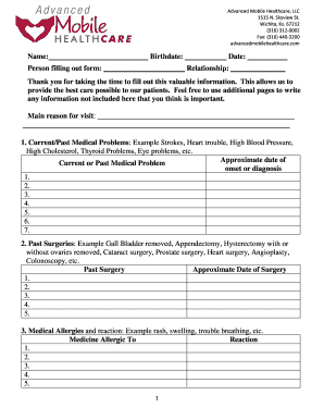 Patient Medical History Form