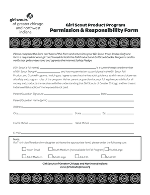 Girl Scout Product Program Permission Form
