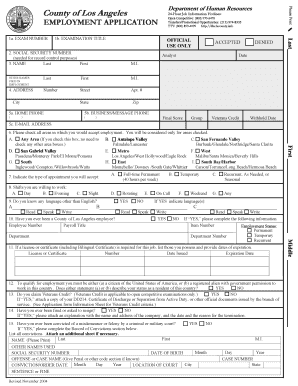 Los Angeles County Employment Application