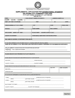 Supplemental Application for International Students