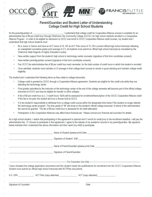 Parent Guardian Student Letter of Understanding