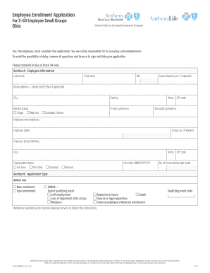 Ohio Employee Health Insurance Enrollment Form