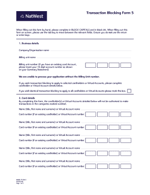 Transaction Blocking Form